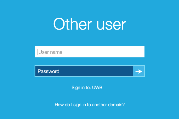 Other User podium login screen showing the user name and password fileds.